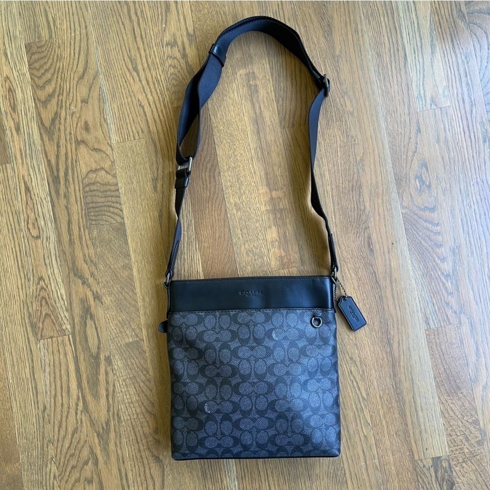 NWOT Coach Metropolitan Slim Messenger In Signature Canvas Charcoal Black 68368 - Picture 13 of 13